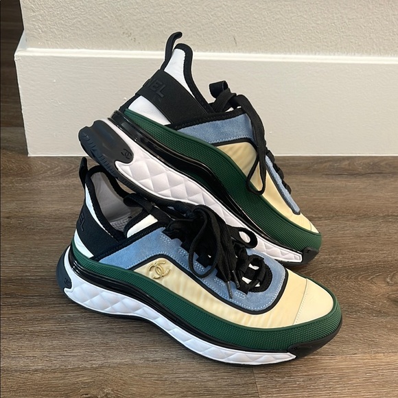 CHANEL Blue and Cream Sneakers - Picture 1 of 9